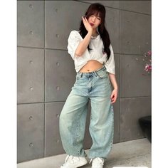 Джинсы багги Denim, размер 28, голубой