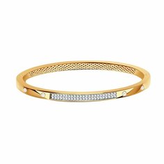 Жесткий браслет Diamant online, красное золото, 585 проба, фианит, длина 19 см., прозрачный