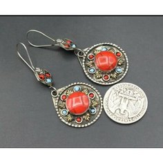 Серьги, бордовый, красный Нет бренда