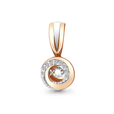 Подвеска Diamant online, красное золото, 585 проба, бриллиант, размер 1.6 см., прозрачный