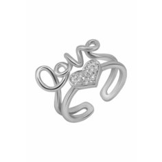 Кольцо-кулон OTOKODESIGN, фианит, безразмерное, ширина 12 мм, серебристый