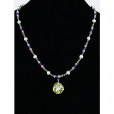 Колье JEWELRY A VENTO, циркон, аметист, жемчуг культивированный, хризолит, гематит, топаз, длина 45 см, розовый, мультиколор, фиолетовый, лиловый
