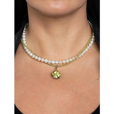 Чокер JEWELRY A VENTO, фианит, жемчуг пресноводный культивированный, хризолит, длина 35.5 см, жемчужный