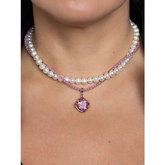 Чокер JEWELRY A VENTO, фианит, жемчуг пресноводный культивированный, циркон, длина 35.6 см, розовый, белый