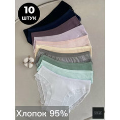 Трусы VIKKI., комплект из 10 шт., размер 40-42, синий, зеленый, серый, пыльная роза, черный, белый