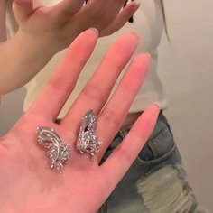 Серьги каффы, серый Монинг
