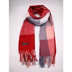 Шарф Cashmere для женщин,180х70 см, универсальный, серый/красный