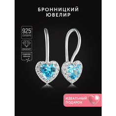 Серьги Бронницкий Ювелир, серебро, 925 проба, родирование, фианит