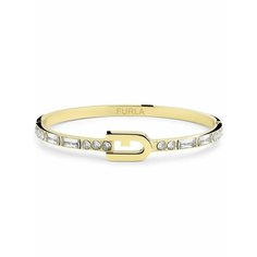 Жесткий браслет FURLA, кристалл, 1 шт., размер 19 см, размер L, золотистый