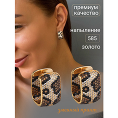 Серьги конго, кристалл, коричневый Bijou Bliss