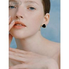 Серьги пусеты Emay, искусственный камень, золотой
