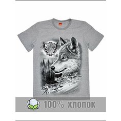 Футболка RexTex Волк, размер 50, серый