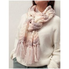Шарф для женщин,215х27 см, one size, розовый, белый, фиолетовый Pan Tan
