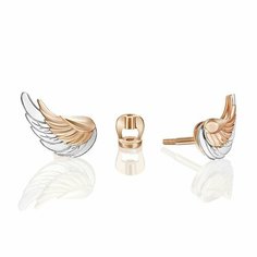 Серьги пусеты PLATINA, комбинированное золото, 585 проба, родирование, , красный/белый