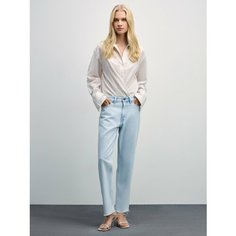 Джинсы Zarina straight cropped, размер XL (RU 50)/170, голубой