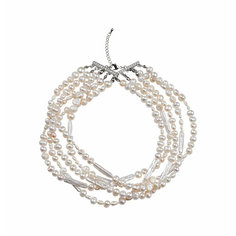 Колье VERUSCHKA JEWELRY, жемчуг пресноводный культивированный, жемчуг пресноводный, жемчуг культивированный, длина 33 см, белый