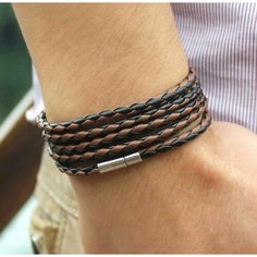 Плетеный браслет, 1 шт., размер 91 см, размер one size, коричневый Accessories Shop 17th