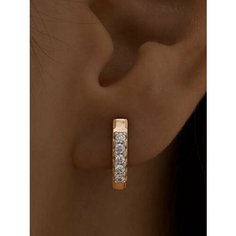 Серьги Ювелир Карат, серебро, 925 проба, золочение, фианит, размер 3.1 мм, длина 1.6 см, , золотистый