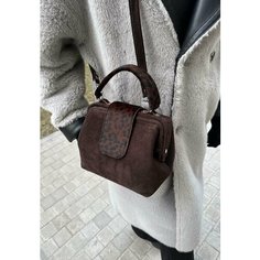 Сумка саквояж Shapely, фактура бархатистая, мокко кофе с молоком
