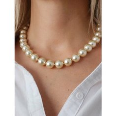 Колье, жемчуг имитация, длина 45 см, молочный Fashion Bijou Store