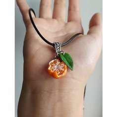 Чокер Tiny Petal, полимерная глина, длина 45 см, оранжевый