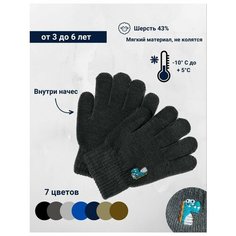 Перчатки для мальчиков, размер 4-6 лет, темно-серый Soul Gloves