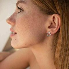 Серьга Sirius Jewelry, серебро, 925 проба, родирование, фианит, размер 13 мм, , серебристый