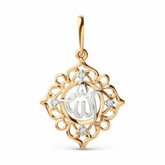 Подвеска DIAMDOR, красное золото, 585 проба, фианит, золотистый