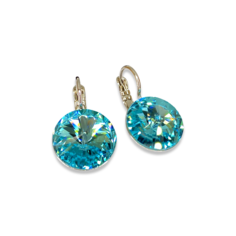 Серьги Amante crystal, кристаллы Swarovski, размер 14 мм, бирюзовый, голубой