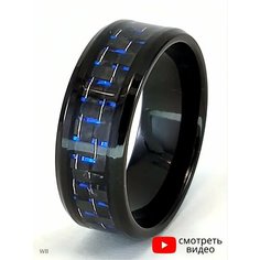 Кольцо JEWELLMAN, карбон, ширина 8 мм, синий/черный