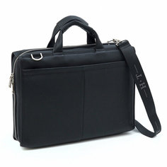 Портфель H.T. Leather, фактура зернистая, черный