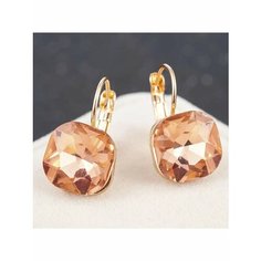 Серьги конго, пусеты, фианит, золотой, коричневый be Self True Jewel