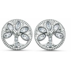 Серьги пусеты SWAROVSKI, кристаллы Swarovski, серебряный