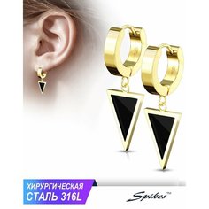 Серьги конго Spikes, эмаль, золотистый