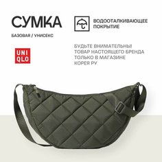 Сумка Uniqlo, фактура стеганая, зеленый