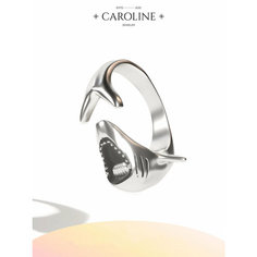 Кольцо Caroline Jewelry, безразмерное, серебряный, черный