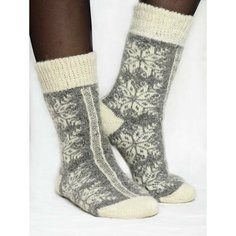 Носки А-ЛЕНка Новый год, размер 36/39, бело-серый