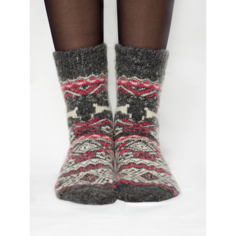 Носки А-ЛЕНка Новый год, размер 36/39, серый/розовый