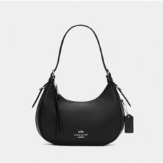 Сумка хобо Coach, фактура гладкая, black