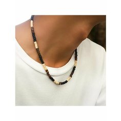 Колье, длина 45 см, белый, коричневый, черный Yousta