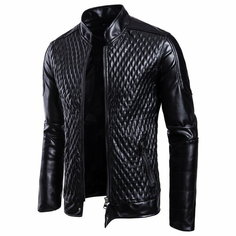 Кожаная куртка ANYIJMO, размер 2XL, черный