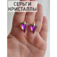 Серьги, кристалл, желтый, зеленый Нет бренда