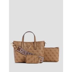 Комплект сумок тоут GUESS, фактура зернистая, бежевый
