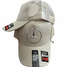 Бейсболка Mercedes-Benz Бейсболка Мерседес Кепка Mersedes для мужчин и женщин, размер 55-60, белый/бежевый
