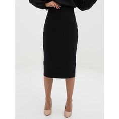 Юбка GSFR Юбка-карандаш офисная миди длины, размер 4XL, черный