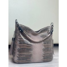 Сумка багет LAK, фактура бархатистая, коричневый