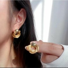 Серьги GALBERI, металл, искусственный камень, золотой