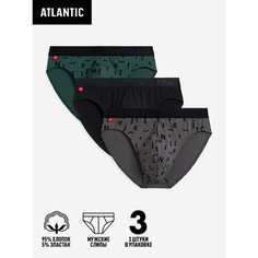 Трусы Atlantic 3MP-161, комплект из 3 шт., размер 46/M, серый, зеленый, черный