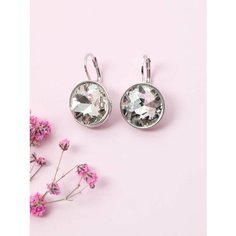 Серьги, размер 18 мм, серебристый Diamond LUX