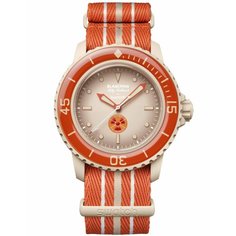 Наручные часы swatch, бежевый, красный, оранжевый